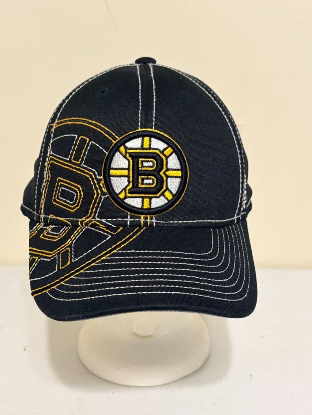Black Gold Reebok Center Ice Boston Bruins Semi-Fitted Hat Large/XL